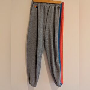 Aviator Nation Neon Rainbow Striped Jogger Small